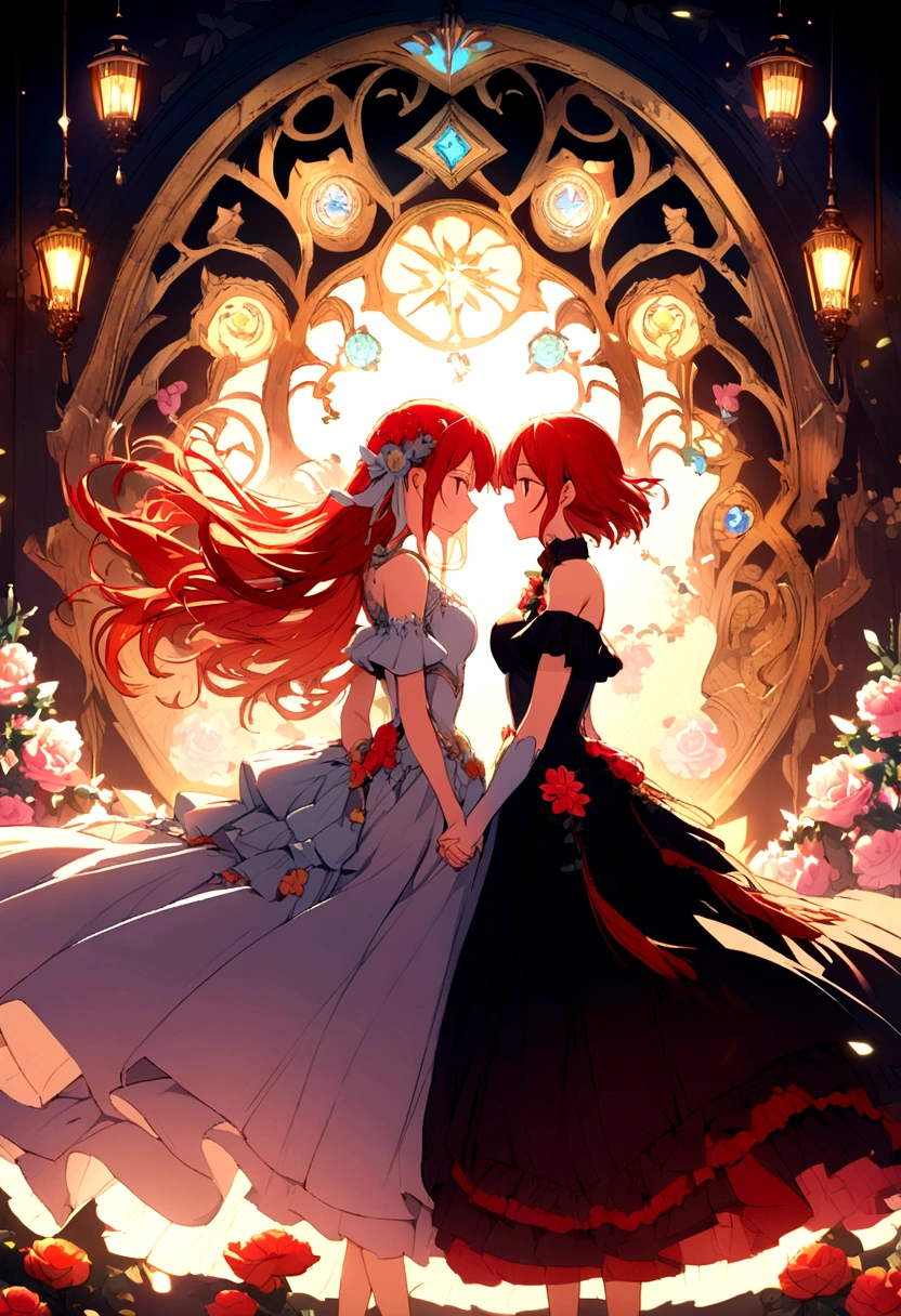 anime holding hands with a very beautiful redhead girl 