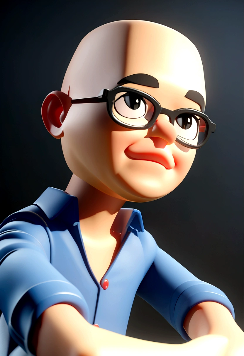 Cartoon character of a man in black glasses and blue shirt, an animated character, stylized character, animation style rendering, 3d stylized, Arnold Maya rendering, Stylized 3D rendering, toon render screenshot, 3d character, 3d character, Stylized 3D rendering, 3D character rendering, cartoon character, Personagem de close up, character posing, 