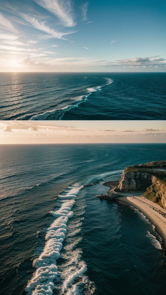 Gulf to Atlantic journey: A panoramic view of a couple exploring both the Gulf and Atlantic coasts of Florida, highlighting their journey together and the scenic beauty of endless light.