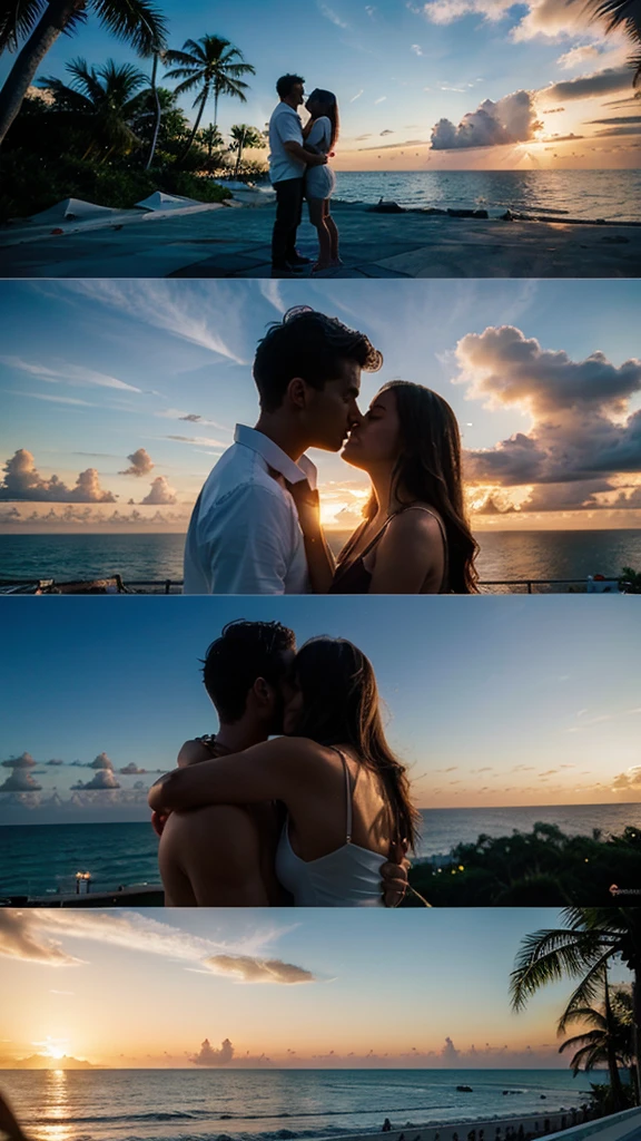 Florida love montage: A collage of key moments described in the song, including sunsets, city lights, ocean views, and hand-in-hand adventures, all showcasing the theme of love in the sunny state of Florida.