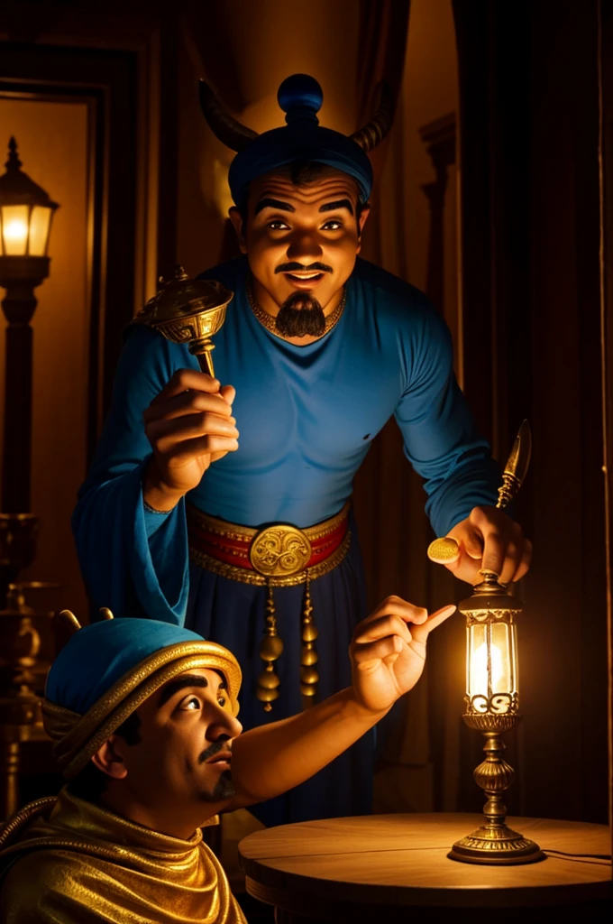 A genie of the lamp with miqueimous