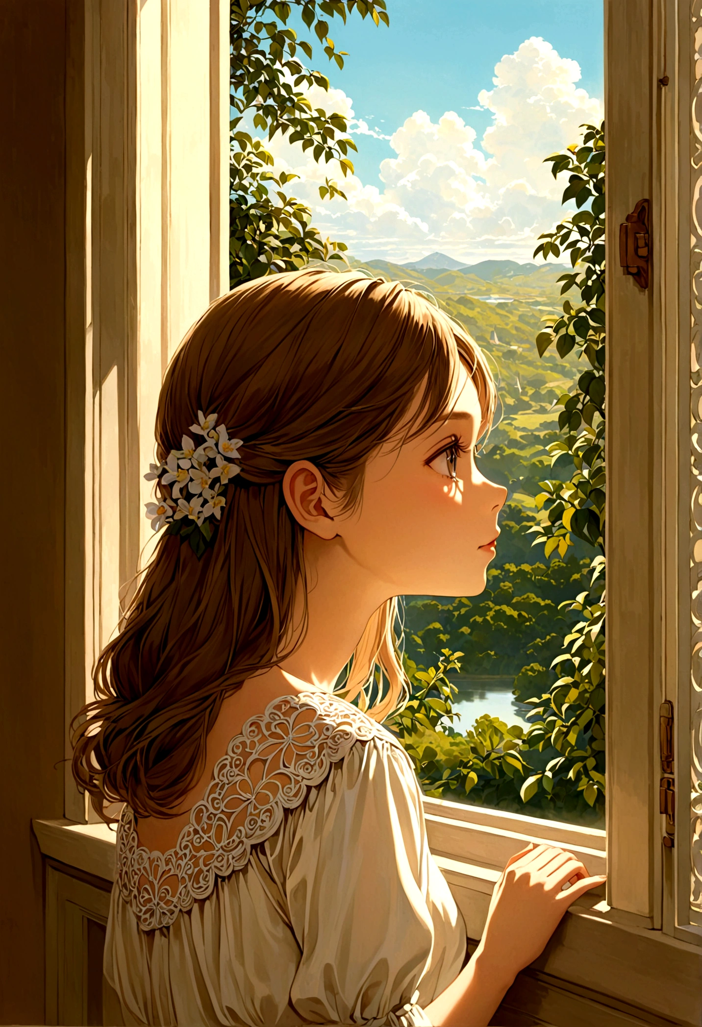 girl looking out the window