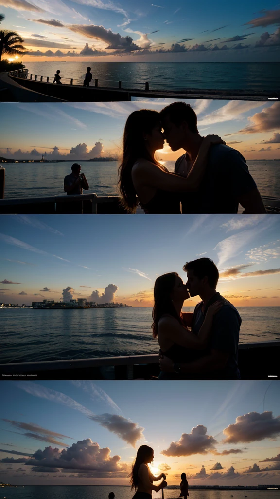 Day and night in Florida: A montage showing a couple enjoying different activities in Florida from sunrise to sunset and into the night, highlighting their love in various beautiful settings.