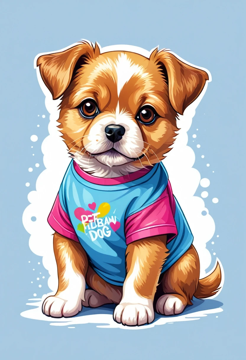 A t-shirt with graphic design art, flat illustration of a Petit Brabançon dog,  cuddly, colorful tones, highly detailed cleanliness, imagem vectorial, photorealistic masterpiece, professional photograpy, plain white background, isometric, Vibrant, vector