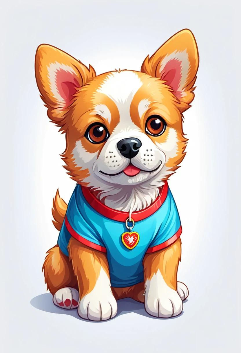 A t-shirt with graphic design art, flat illustration of a Russian Toy Dog,  cuddly, colorful tones, highly detailed cleanliness, imagem vectorial, photorealistic masterpiece, professional photograpy, plain white background, isometric, Vibrant, vector
