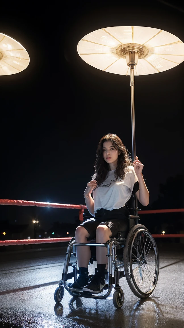 1 fille,Debout seul,Longhaire,rough skin,(regarder le spectateur:1.2),wet hair,micro_shorts,shadowy,Polaróidisabled,(profundidadisabled_disabled_champ:1.5),rainy days,plein air,street,Hair between the eyes,moody lighting,effet Tyndall,Cinematic lighting,la nuit,poste disabled iluminação,reflexo disabled lente,Light available,luz disabled aro,Luzes disabled néon brilhantes,curved,Chinois_stylized,grandisableds peitos