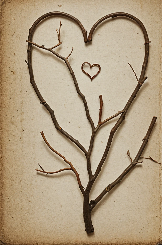 a heart and tree twigs as if they sprung from the heart