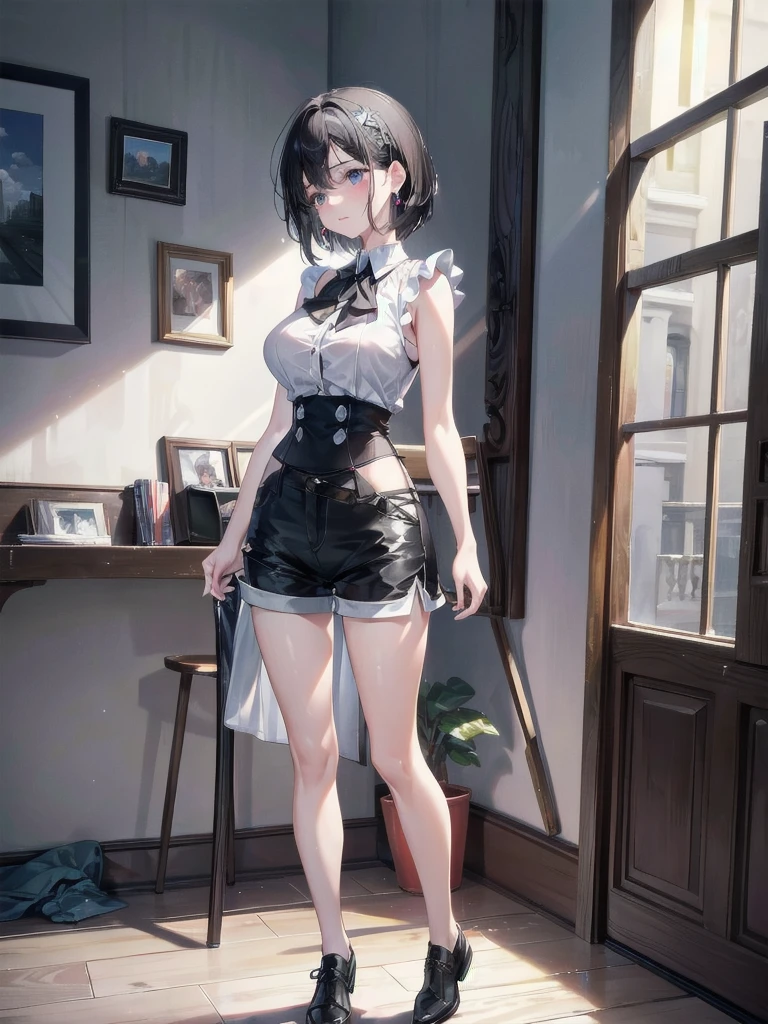 Masterpiece, top quality, 1 girl, ((short-hair))