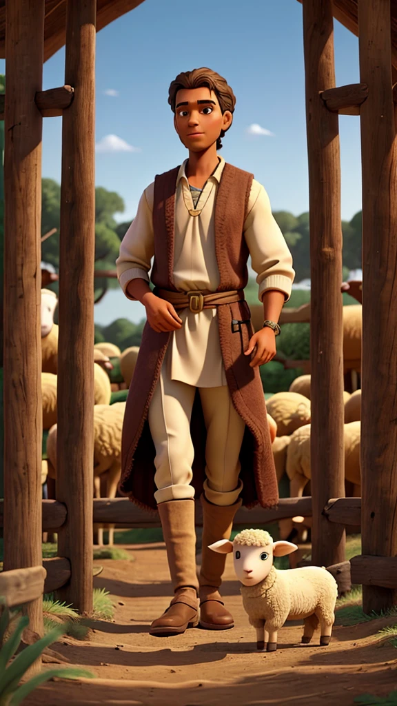 Create images of Joseph from the bible with his father Jacob in the plantation with the sheep