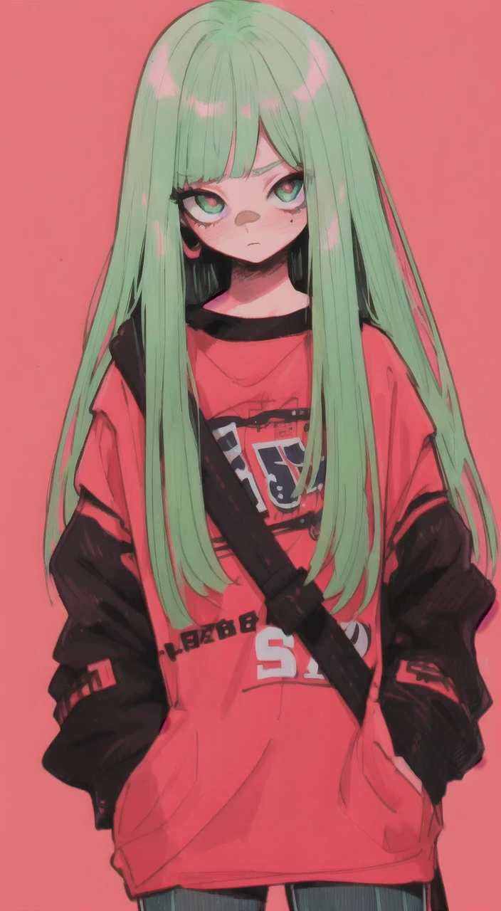((tmasterpiece，4k wallpaper，best qualtiy))ganyudef,  Be red in the face,  In the daytime, simple backgound, blue-sky, short detailed hair,  Moody light,light green  hair，light particules，Blue Themes，Busty body，face expressionless，Brilliant，smooth thigh