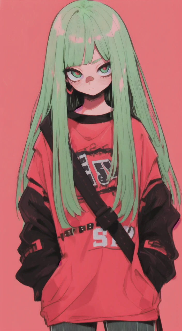 ((tmasterpiece,4k wallpaper,best qualtiy))ganyudef, Be red in the face, In the daytime, simple backgound, blue-sky, short detailed hair, Moody light,light green hair,light particules,Blue Themes,Busty body,face expressionless,Brilliant,smooth thigh