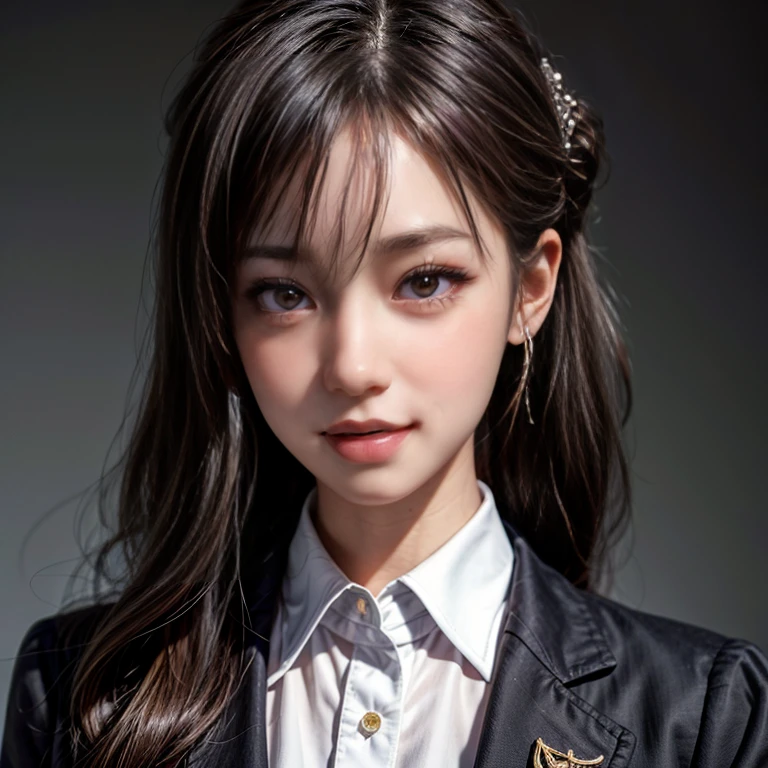 KAWAII girls in Kidzania trying on a flight attendant uniform, extremely detailed eyes and face, beautiful detailed lips, longeyelashes, intricate costume details, realistic lighting, warm color tones, (best quality,4k,8k,highres,masterpiece:1.2),ultra-detailed,(realistic,photorealistic,photo-realistic:1.37),professional, bright colors