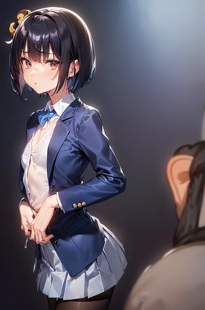 yukinoshita yukino wears tuxedo, colored, anime style, beautiful detailed blue eyes