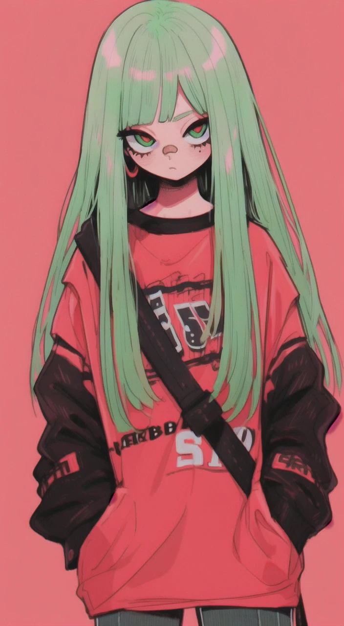 ((tmasterpiece,4k wallpaper,best qualtiy))ganyudef, Be red in the face, In the daytime, simple backgound, blue-sky, short detailed hair, Moody light,light green hair,light particules,Blue Themes,Busty body,face expressionless,Brilliant,smooth thigh