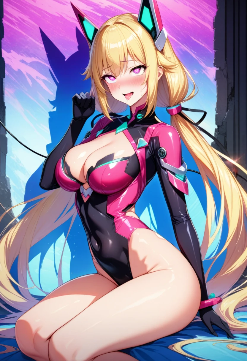 (masterpiece),(Highest quality),(Super detailed),(Best illustrations),(Best Shadow),(Absurd),(Detailed Background),(so beautiful), 16K, 4K, (so beautiful)angelabalzac, angelabalzac outfit, One person, alone, curvy, , very long hair, , Blonde, , fluorescent pink eyes, , , , Oculogyric crisis, low twintails, Perfect figure, heart-shaped pupils, , , paw pose, Arched back, , , orgasm, afterglow, erotic smile, , Star-shaped hair fastening, Wire Headgear, , , , , Sexy posture, dynamic pose, , cross-eyed, rolling eyes, , water eyes, , , , , , saliva trail, , shiny skin, Taking illegal drugs, , torogao, ahegao, BREAK, , Dramatic lighting, Psychedelic Background, Clear liquid, , night, , Hypnosis assignment, Torrent of Light, mysterious, spoken hearts,