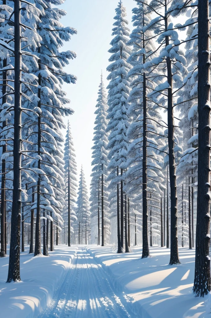 Cartoon illustration:winter forest