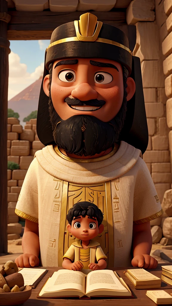 Create images of Joseph from the bible with his father Jacob with the king of Egypt