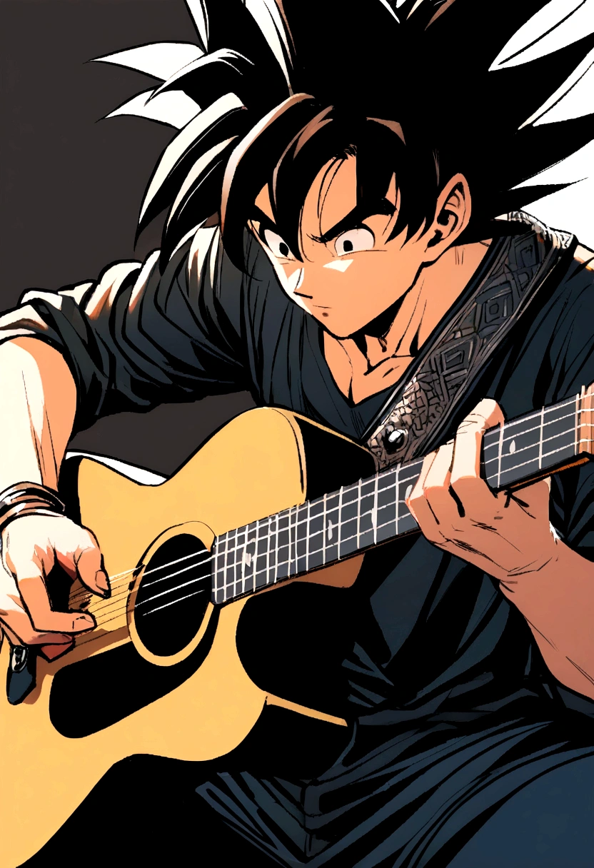 goku playing guitar