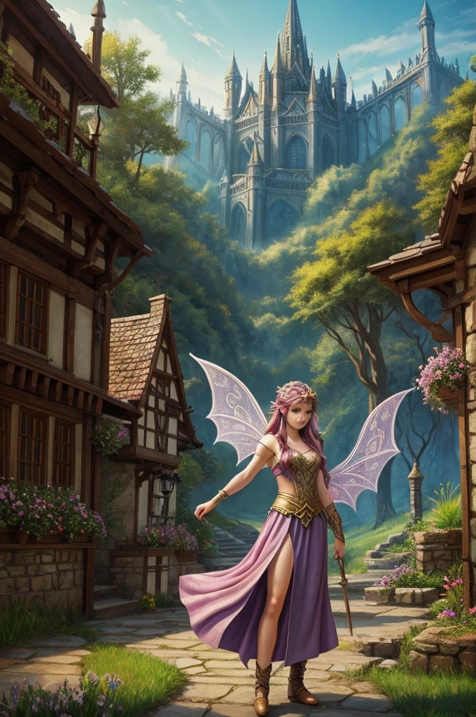 Draw fantasy characters such as fairies or dragons and place them in real settings such as a modern city or countryside. Focus on the character's interactions with the surrounding environment to create interesting contrast.