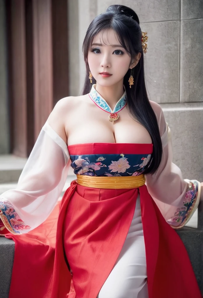 Asian,big boobies, long hair, black hair, Eyes red, curvilhada,large hip,legs thick,big-ass , traditional dress, imperial dress, large hip, large legs , breasts big