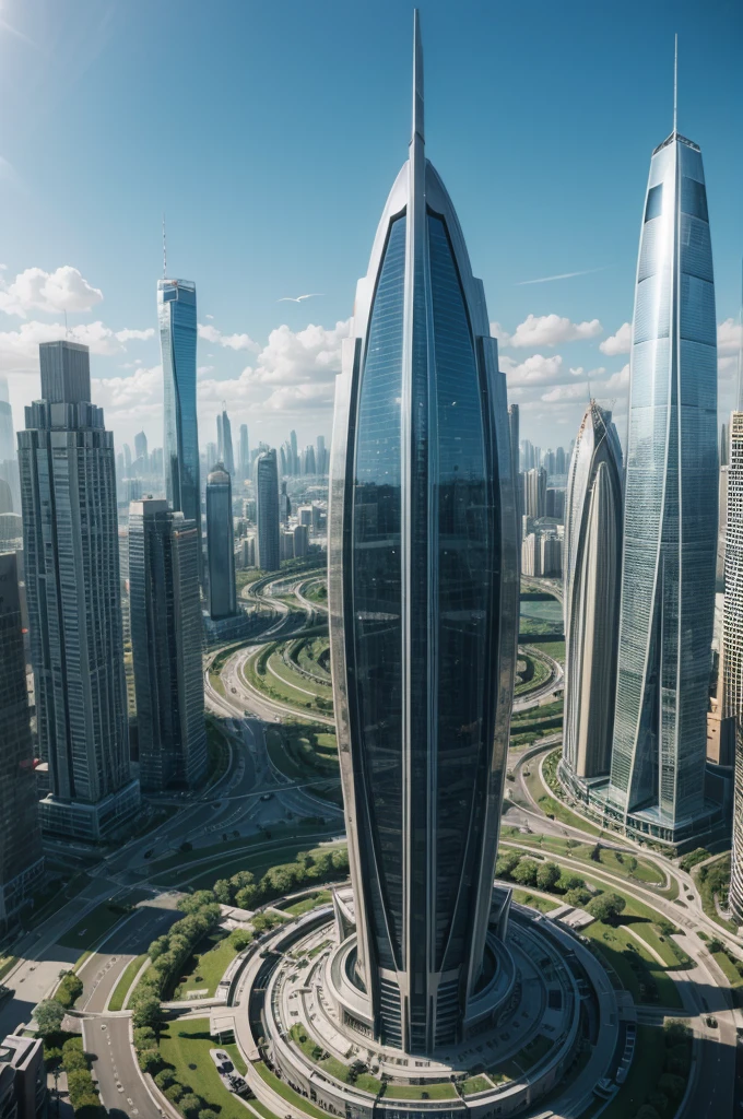 futuristic landscape in a city