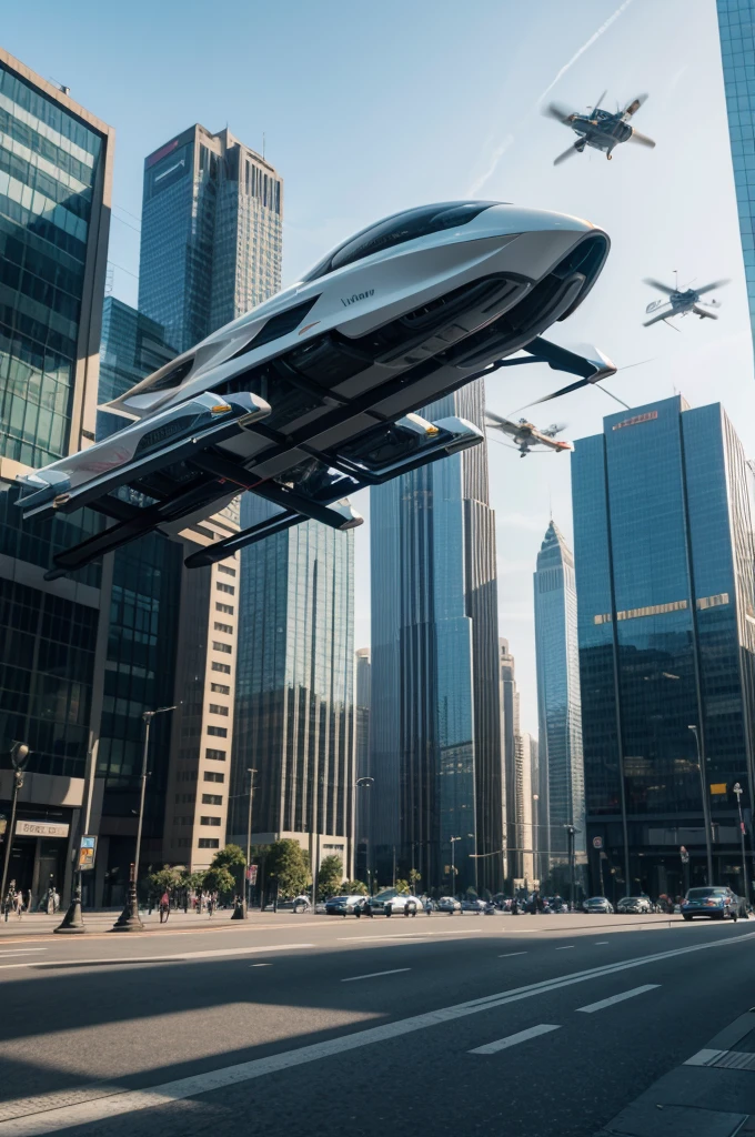 a futuristic city with flying cars