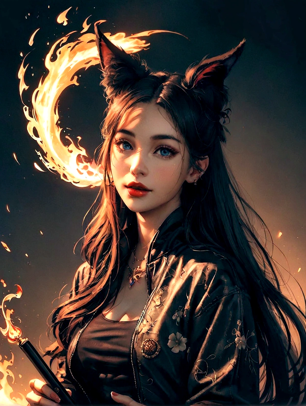 Close-up of a woman with cat ears and holding a mobile phone, Cat-eared girl, Fantasy art style, Jan J, ig model | art gelm, Gweiz-style artwork, Fan Art Best Art Station, Alice x. open, Woman with cat ears, Beautiful young cat girl, Vojtek Fuss, Charming cat girl