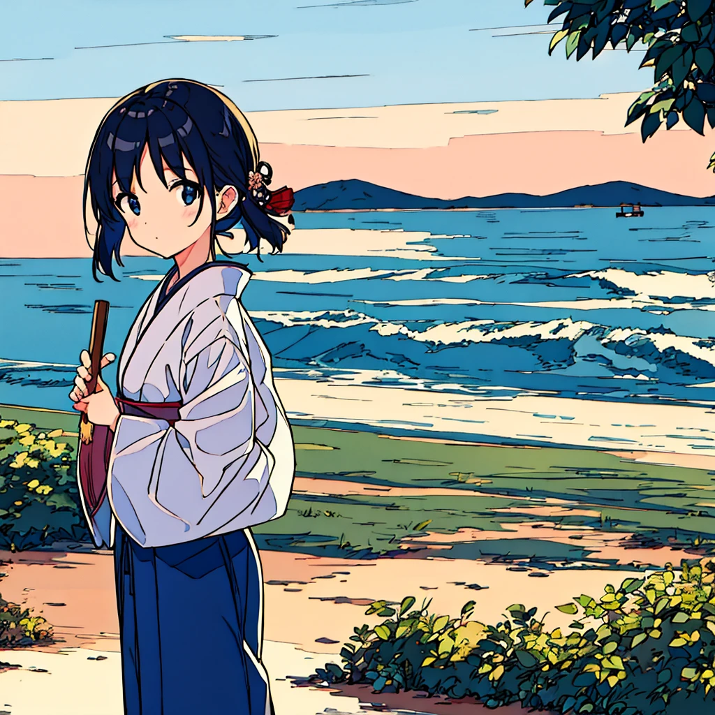 Plain background Girl in Simple Japanese summer Nostalgic