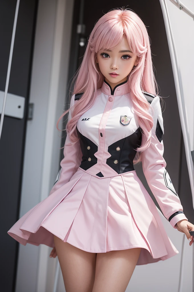 Pastel pink uniform clm black lightning details