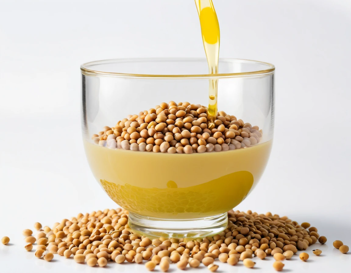 Soybeans that were accidentally spilled, clear kaxca bowl juice, isolated on a white background, clean soybean seeds, for studio photos, personal photos