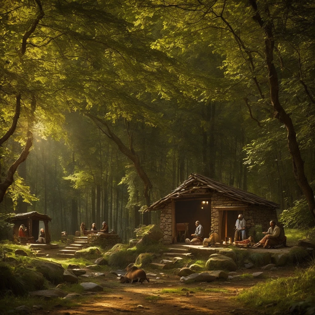 "brown man lonely hermits""medieval" in the forest accompanied with "a wild boar friend"