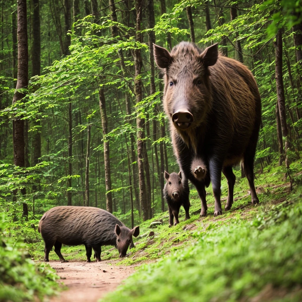 "lonely brown man""Mediovale" in the forest accompanied with "a wild boar friend"