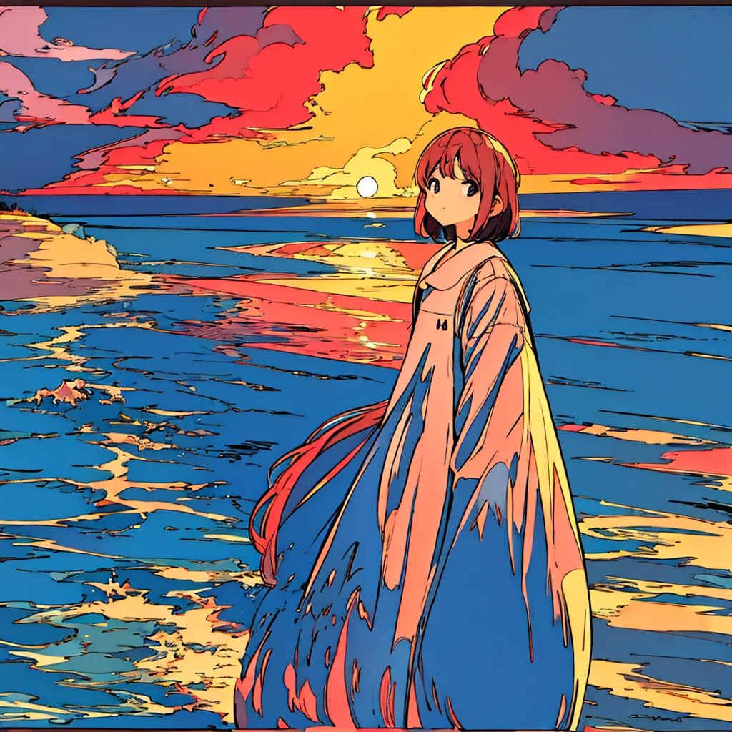 Plain background, girl in , simple, summer, nostalgic