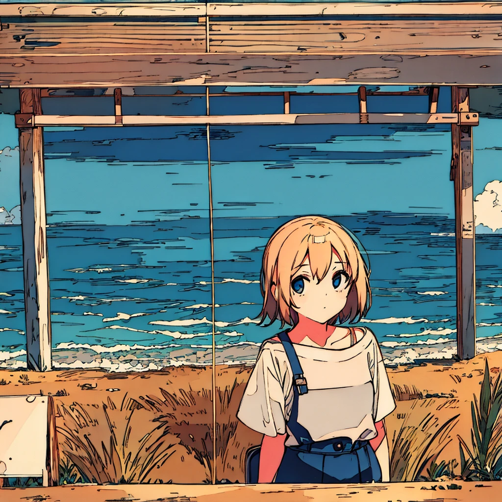 Plain background, girl in , simple, summer, nostalgic