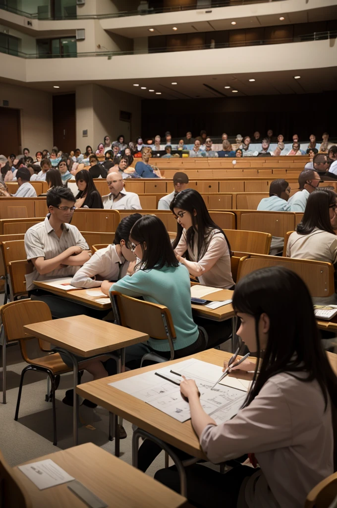 large auditorium full of architects attending a lecture and class on architectural sketching