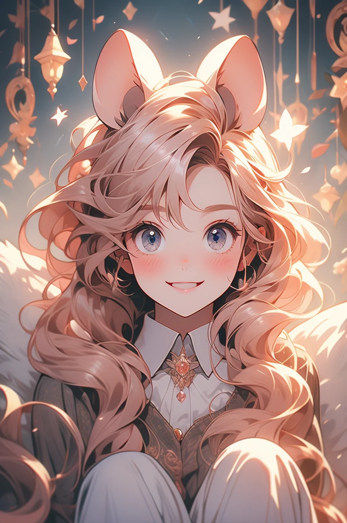 seven mouse girls, staring at viewer, smiling, blushing