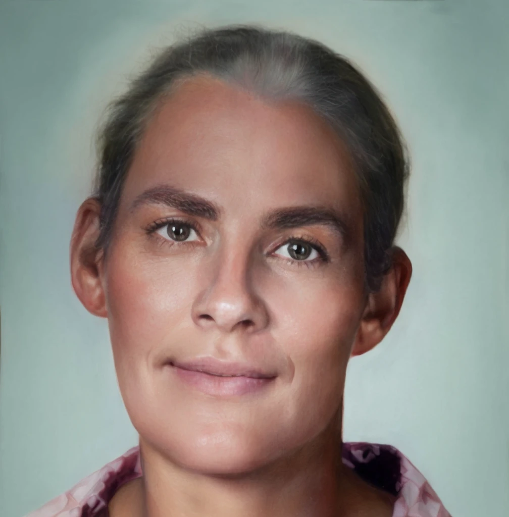 there is a woman with a pink shirt and tie, realistic restored face, detailed colorized portrait, close-up portrait rendering, colorized portrait, portrait of lumastina celeraria, a colorized photo, Foto de uma mulher, realistically rendered face, by Anna Füssli, full-face portrait, realistic studio portrait, portrait of a woman's face