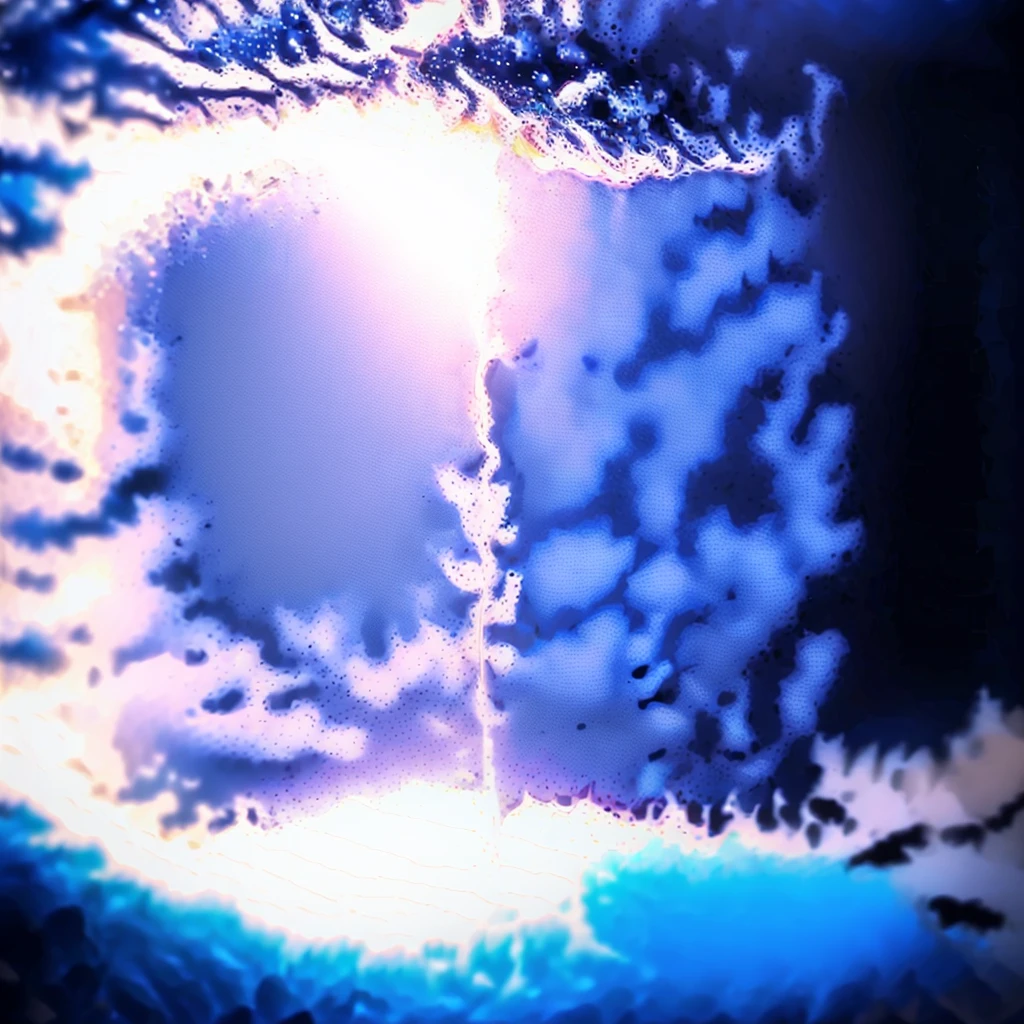 A man holding and blue energy power with sparkles