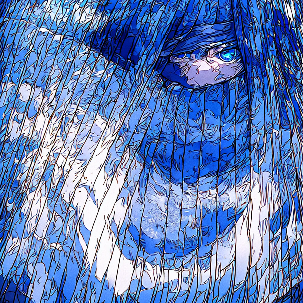 gojou satora, 1 young boy, whole body, White hair, blue colored eyes, gazing at viewer,  parted lips, high collar, gazing at viewer, black pants, standing, cloused mouth, front viewer, shorth hair, high collar, shoe, black blindfold
 