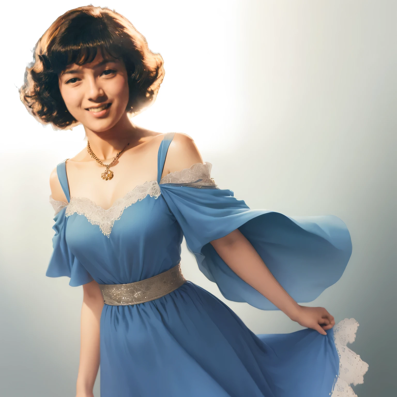 Smiling Arabian woman in a blue dress, itsuko azuma, Akiko Takase, mutsumi akasaki, Yunling, Kazue Kato, etsuko miura, kiyoko suzuki, riyoko ikeda, Nishimiya Shoko, tsugumi ohba, fubuki, sorry