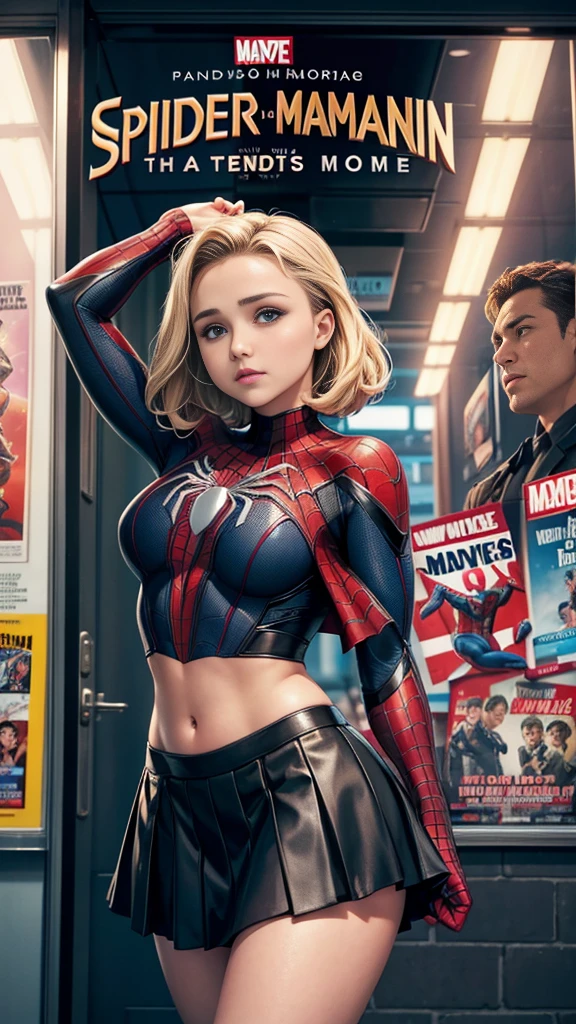 Hayden Panettiere、マーベルコミックの映画Poster、so beautiful、Movies about Spider-Man、sexy、whole body、Wearing a skirt、Premiere Date、Poster、belly buttonを突き出す、new york、She&#39;s wearing a ripped Spiderman suit、The suit is torn、Wearing a skirt、Red and black color scheme、dynamic、masterpiece、Highest quality、Super detailed、Very detailed、Delicate and beautiful shine、Ultra-high resolution、Cinematic、break、breakドロップ、(Torn clothes:1.5)、(Wet clothes:1.4)、Bare shoulders、Real Rain、Wet Hair、belly button、Exposed Skin、sexyな肩を披露