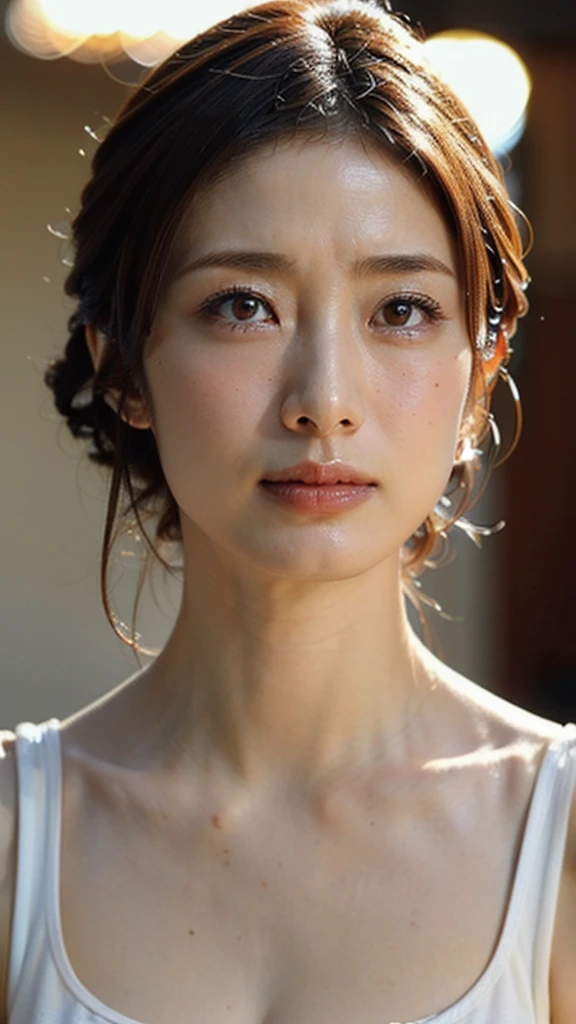 (masterpiece),(Highest quality:1.2),(Very detailed:1.2),(High resolution),(Photorealistic Stick),(RAW Photos),8K,Backlight,(Depth of written boundary),(Sleek lighting:1.2),Close-up of a naked woman,Soft portrait shots,Beautiful Japanese Women,Gorgeous face portrait,(Eye light,Sharp pupils,Detailed eye drawing,)Very beautiful face,(Detailed skin texture:1.3),Beautiful portrait,A lovely and delicate face,Beautiful young Japanese woman,Look this way,front,(POV shot),(sleepy),oily face,gleaming face,sweaty