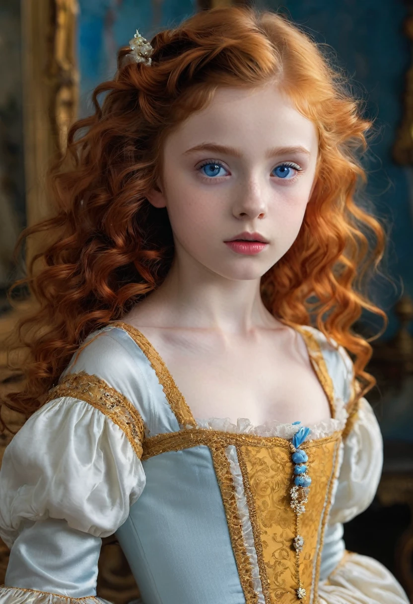 In a rococo atelier、(flat!!!! tiny!!!! chest), (6!!!!! year old girl), very young extremely!!!!!! pretty!!!!!!!!! beautiful!!!!!!! face, blue eyes, pale skin, Oil painting nude model, anorexic!!!!!!, emaciated!!!!!!!!!!!!!, very skinny!!!!!!, (very short!!!!!!!!!!!!!!), tiny!!!!!. Highly detailed, 8K, short!!!!!!!!!, 1girll, boney!!!!!!, firered!!!!!! long wavy curly hair, redhead!!!!!!!!!!!! , (Perfect_Face), Convoluted, Dramatic Lighting, 4K, Detailed_Background, Caustics, from a_Side!!!!!, (eye contact!!!!!), (looking at camera!!!!!!).