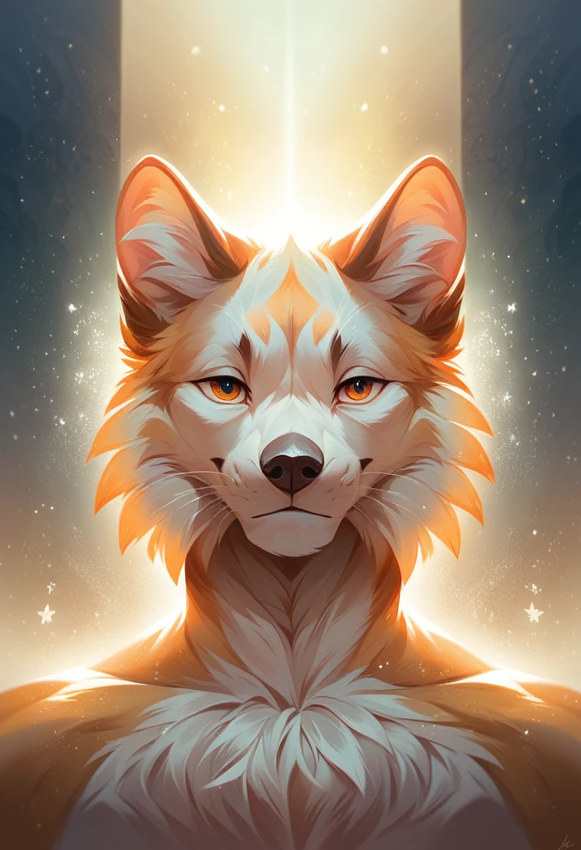 solo male, white hyeena furry,portrait, beautiful, particles (high quality,4k,8k,highres,masterpiece:1.2), ultra-detailed, impressionistic:colorful,