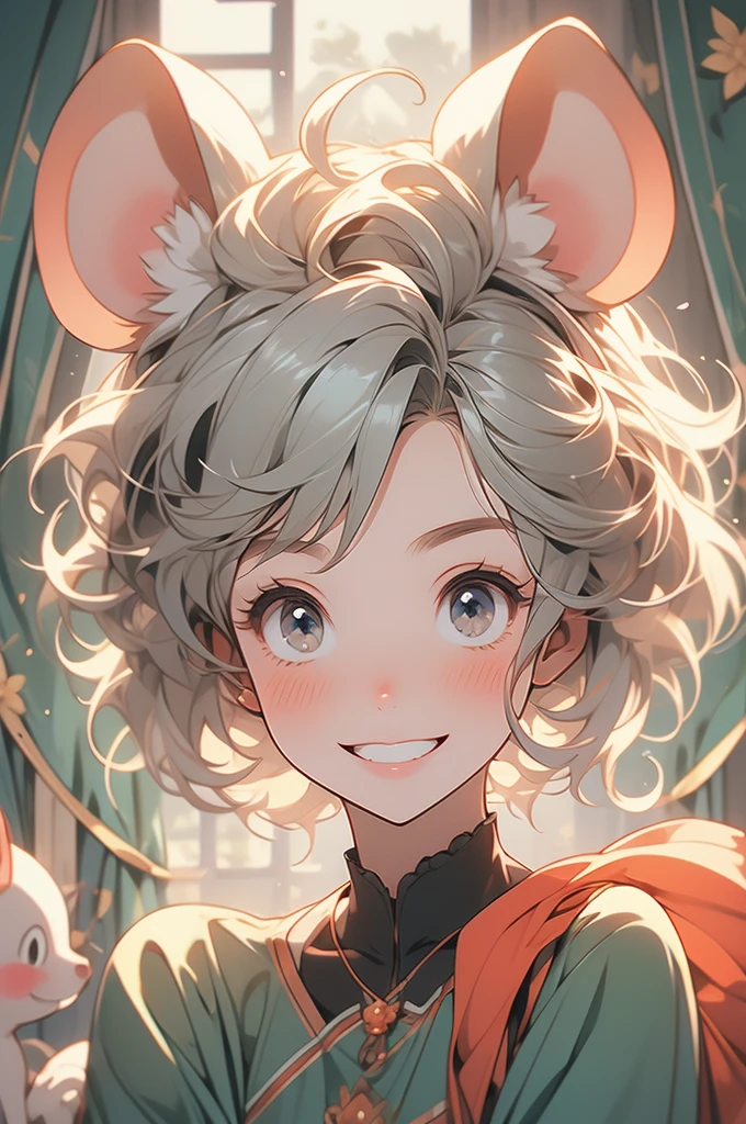 mouse girls, staring at viewer, smiling, blushing, raggs