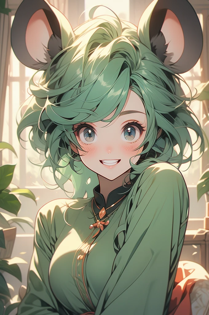mouse girls, staring at viewer, smiling, blushing, raggs