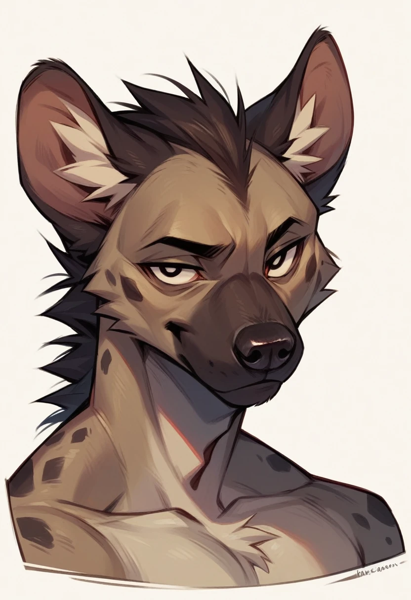 Anthropomorphic hyena,Character setting,Dark color scheme,The face is more human-like,Firm eyes