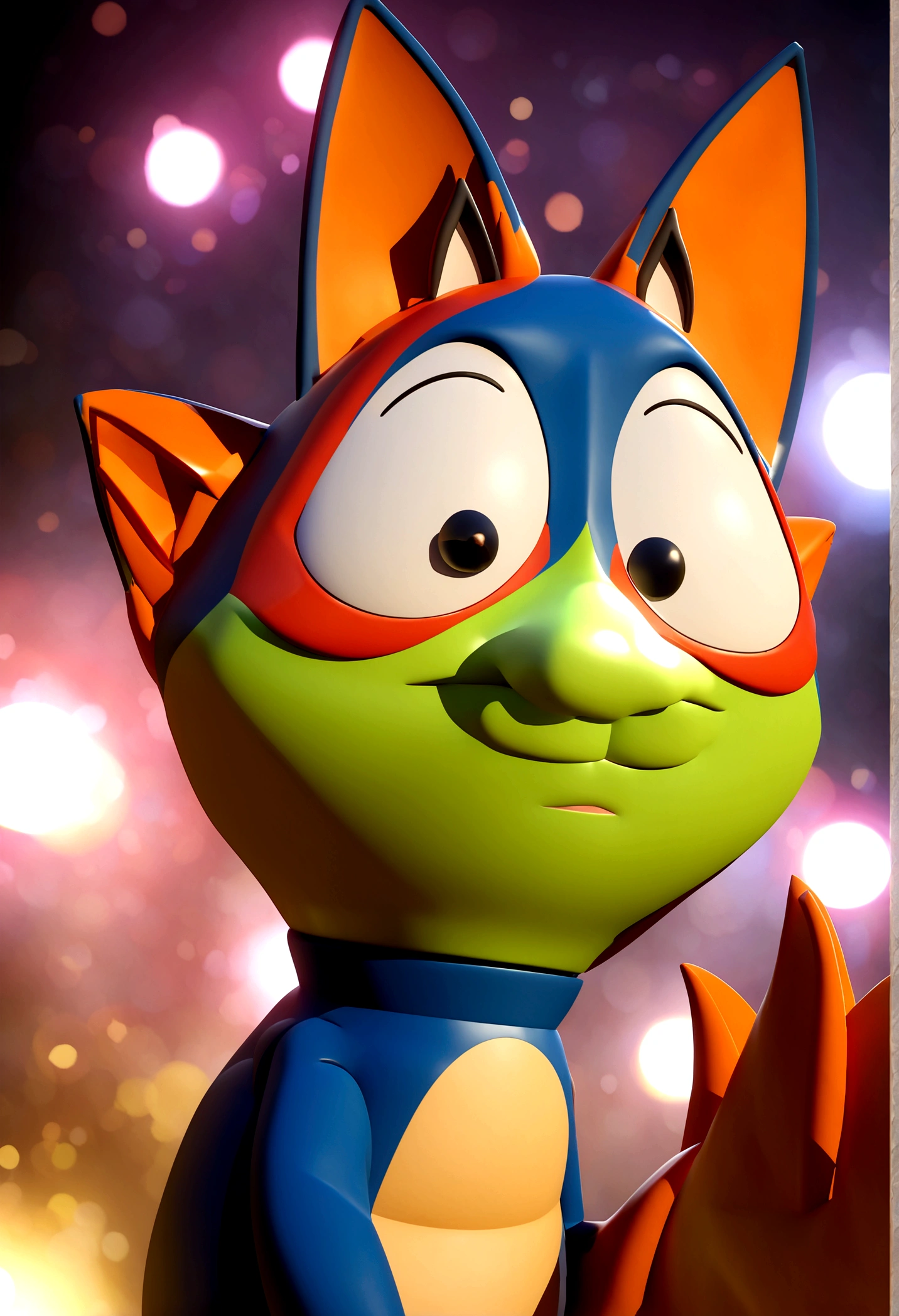 Cartoon FOX. blue shirt, animation character, Caractere estilizado, animation style rendering, 3D estilizado, Arnold Maya render, 3 d render stylized, toon render keyshot, Personagem 3D, Personagem 3D, 3d rendering stylized, 3 d character render, personagem de desenho animado, Personagem de close up, Pose de personagem, (Estilo Pixar) (master part:1.2) (Bokeh) (best quality) (pele detalhada) (textura detalhada) (8k) (argila) (Cinematic lighting) (foco nítido