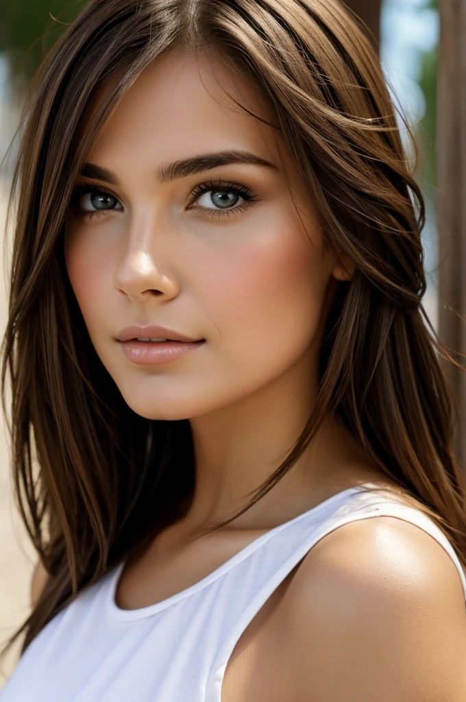 Beautiful young brunette woman face 