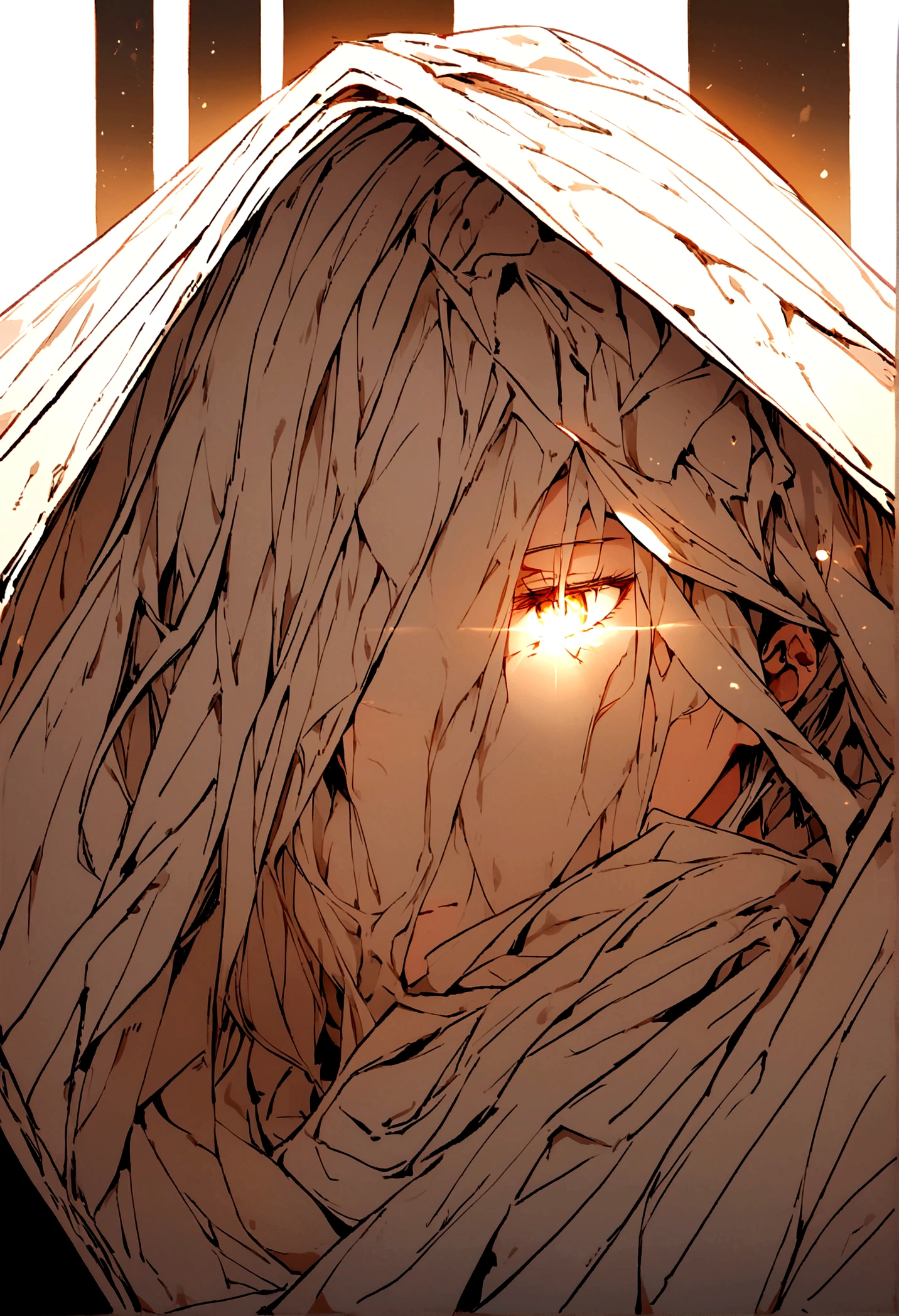Character with face covered in page 